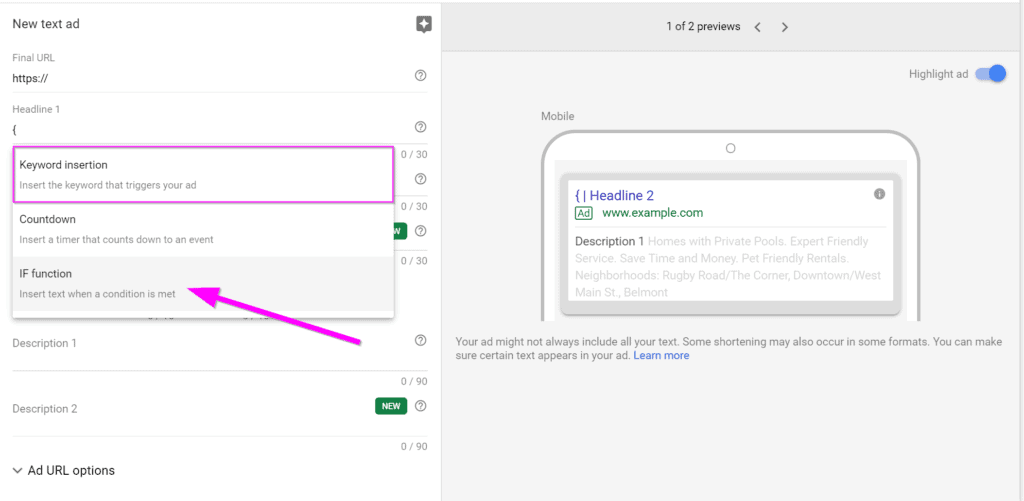 google adwords management dynamic keyword insertion google ads management campaign