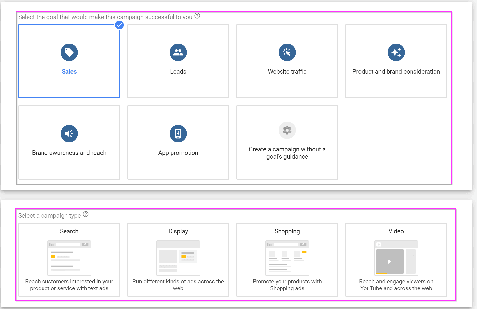 google adwords management campaign types