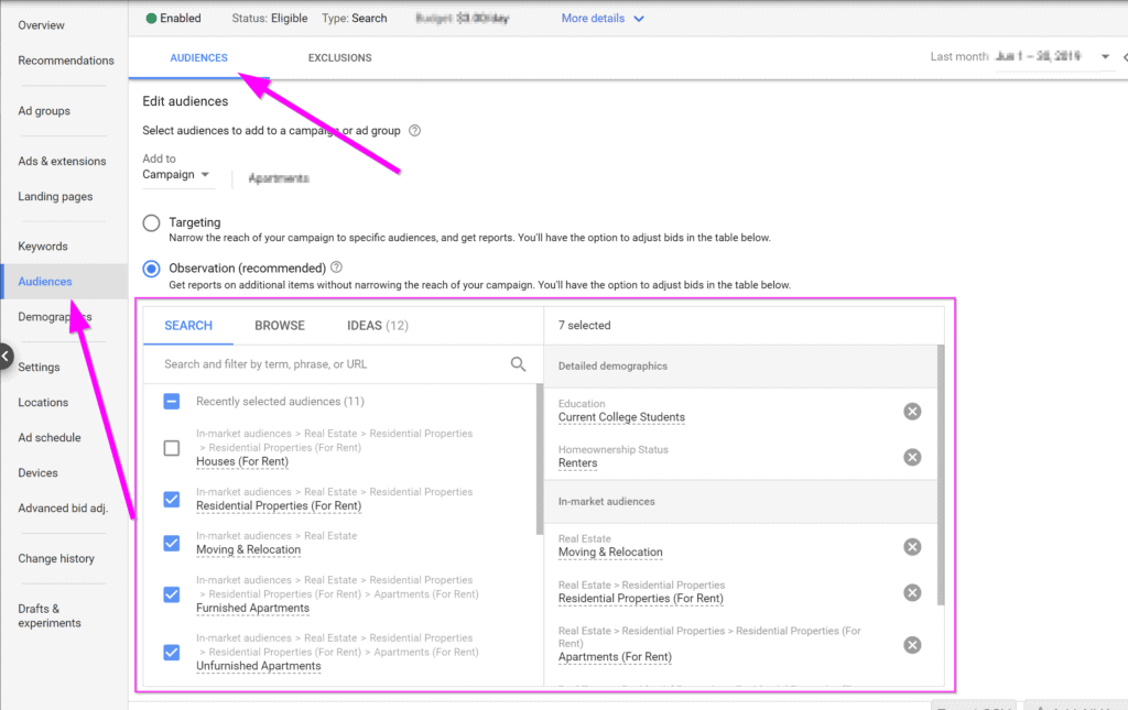 google adwords management in-market audience google management