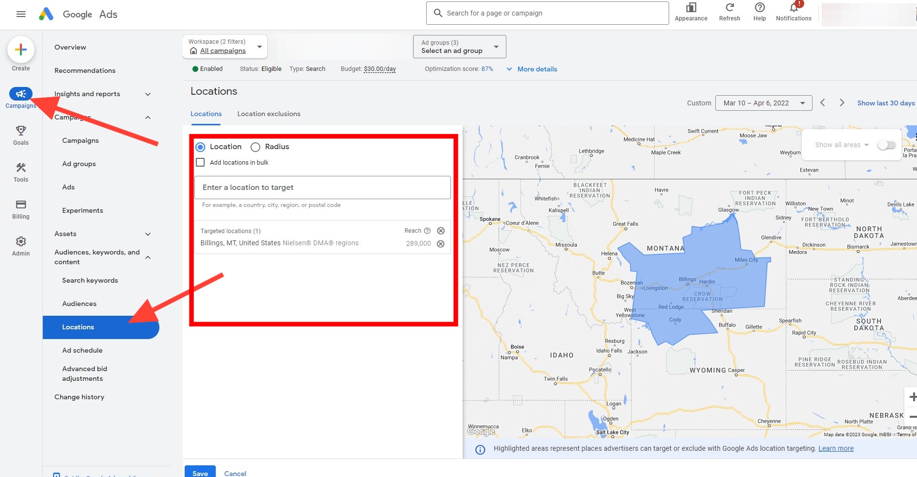 google ads for real estate location setting strategybeam