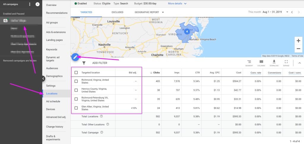 real estate marketing ideas Google Ads location