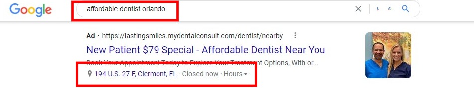 ads for dentists location extension google ads strategybeam