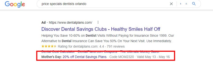 ads for dentists promotion extension google ads strategybeam