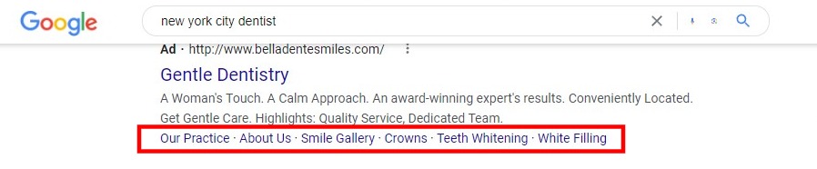 google ads for dentists sitelink extensions strategybeam