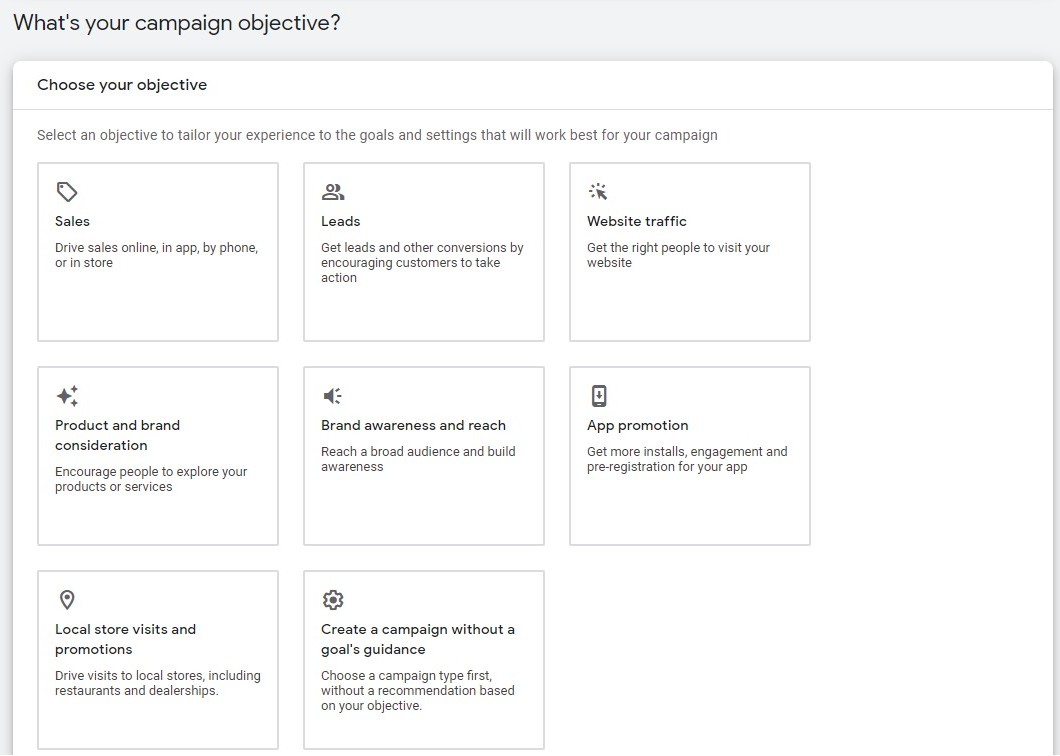 Google Ads campaign objectives strategybeam