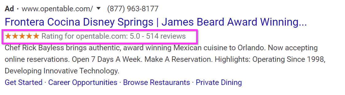 restaurant ads google ads sell rating extensions