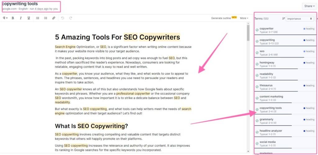 seo copywriting tools clearscope strategybeam