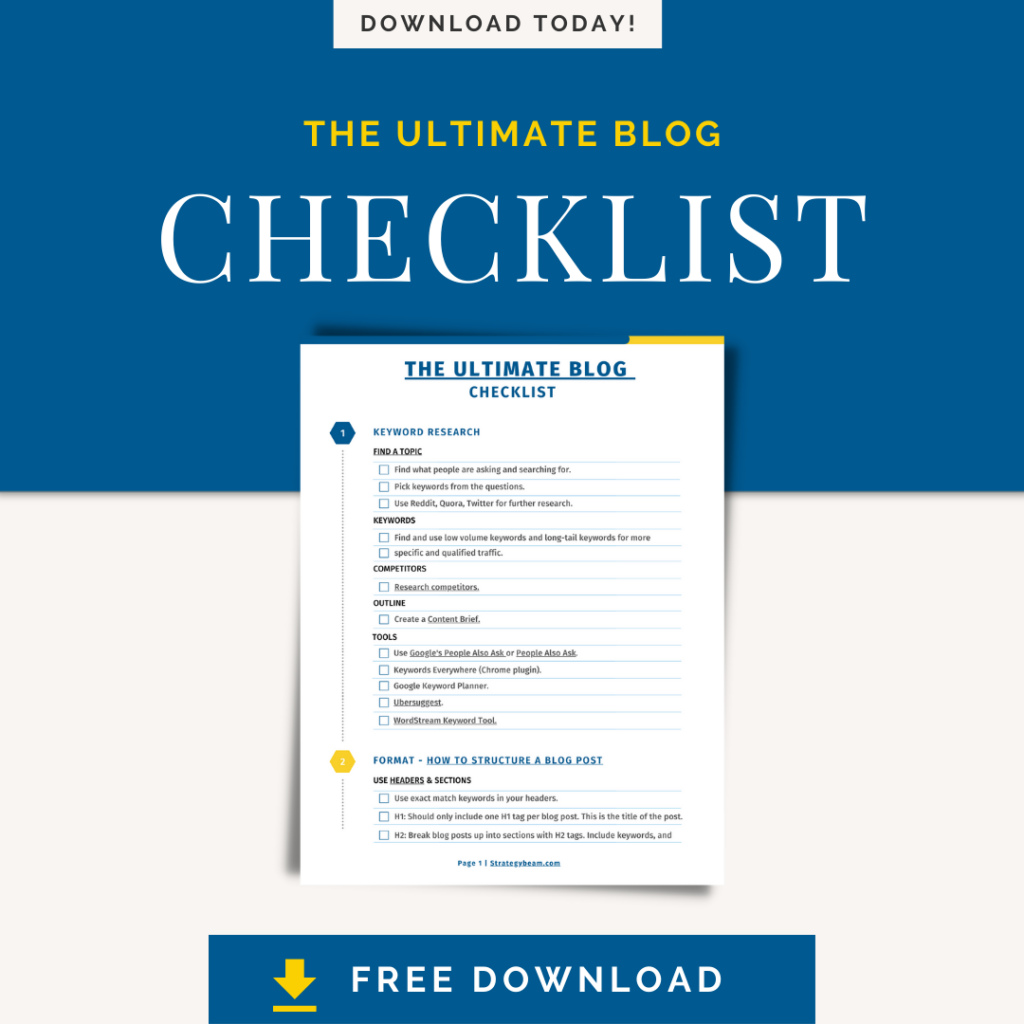 free ultimate blog checklist strategybeam