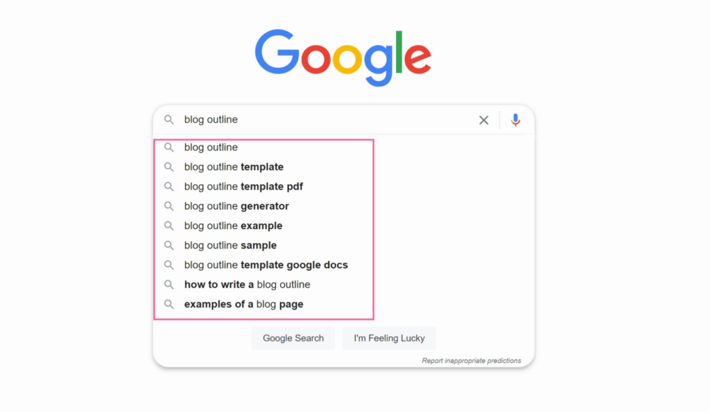 blog outline research tool google autocomplete keyword research