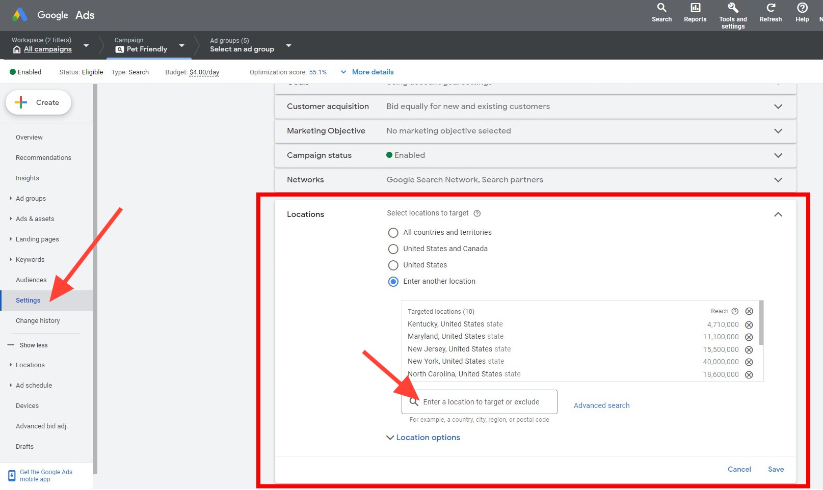 google ads for apartments location settings strategybeam